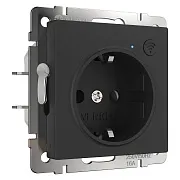 Умная розетка Werkel Minimir Home (a056422) скрытая установка черная с заземлением