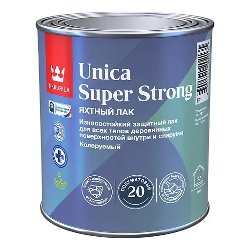 Лак алкидно-уретановый яхтный Tikkurila/Tikkivala Unica Super Strong основа EP бесцветный 0,9 л полуматовый Лак алкидно-уретановый яхтный Tikkurila/Tikkivala Unica Super Strong основа EP бесцветный 0,9 л полуматовый