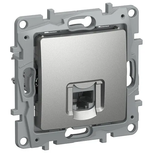 Розетка компьютерная IEK Etika встраиваемая алюминий RJ45 (6724411)