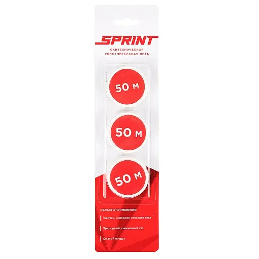 Нить для герметизации резьбы Sprint полимерная 3х50 м сменная катушка Нить для герметизации резьбы Sprint полимерная 3х50 м сменная катушка