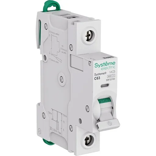 Автоматический выключатель модульный Systeme Electric Systeme9 1P 63А тип C 6 кА 230 В (S9F22163)