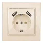 Розетка EKF Минск встраиваемая бежевая с 2хUSB-А (ERR16-028-200-2USB) Розетка EKF Минск встраиваемая бежевая с 2хUSB-А (ERR16-028-200-2USB)