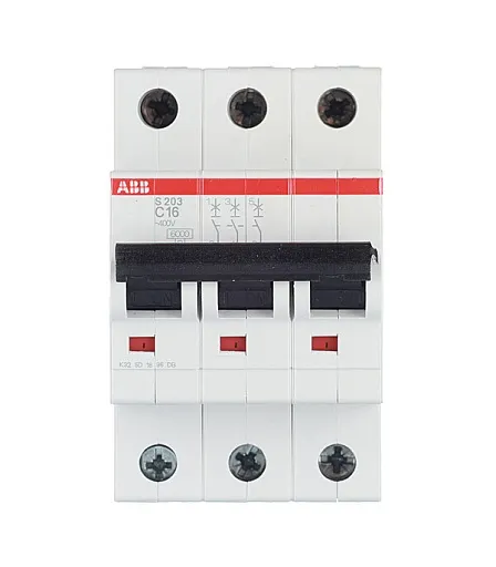 Автоматический выключатель модульный ABB S203 3P 16А тип C 6 кА 400 В (2CDS253001R0164) Автоматический выключатель модульный ABB S203 3P 16А тип C 6 кА 400 В (2CDS253001R0164)