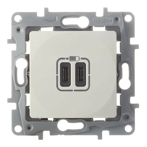 Розетка USB Legrand Etika встраиваемая слоновая кость 2хUSB Type-C (672335) Розетка USB Legrand Etika встраиваемая слоновая кость 2хUSB Type-C (672335)