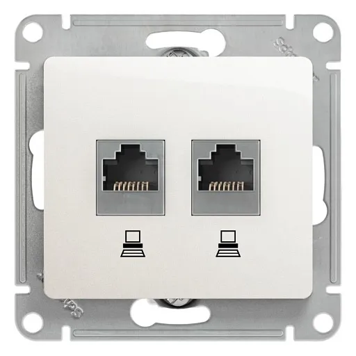 Розетка компьютерная Systeme Electric Glossa встраиваемая перламутр 2хRJ45 (GSL000685KK) Розетка компьютерная Systeme Electric Glossa встраиваемая перламутр 2хRJ45 (GSL000685KK)
