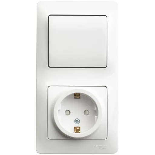 Блок выключатель и розетка Systeme Electric Glossa одноклавишный встраиваемый белый со шторками (GSL000170) Блок выключатель и розетка Systeme Electric Glossa одноклавишный встраиваемый белый со шторками (GSL000170)