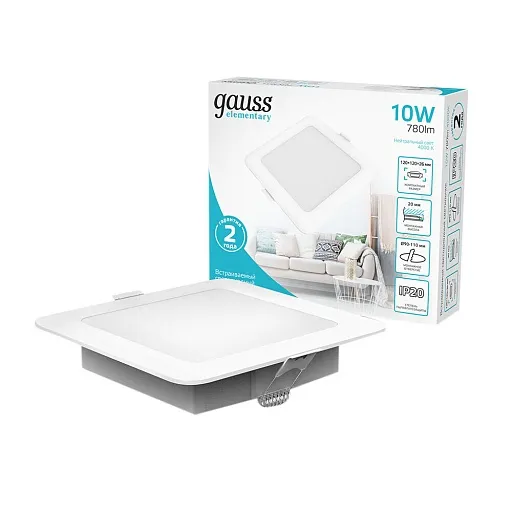 Светильник встраиваемый светодиодный с драйвером белый 10 Вт 4000К IP20 Gauss Elementary Downlight (998420209) Светильник встраиваемый светодиодный с драйвером белый 10 Вт 4000К IP20 Gauss Elementary Downlight (998420209)