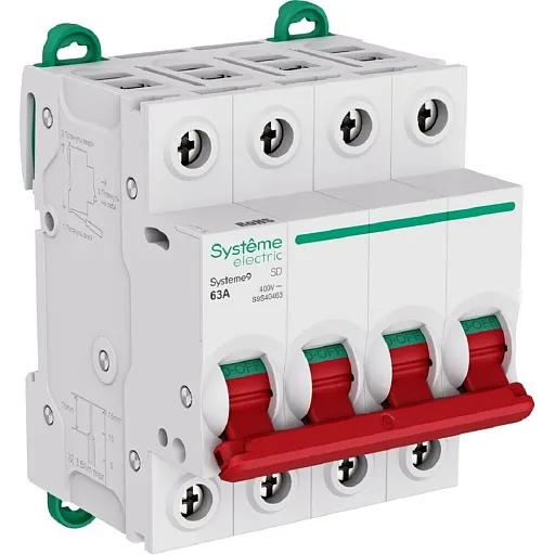 Выключатель нагрузки Systeme Electric Systeme9 4P 63А 400 В на DIN-рейку (S9S40463) Выключатель нагрузки Systeme Electric Systeme9 4P 63А 400 В на DIN-рейку (S9S40463)