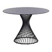 Стол кухонный круглый d1,1 м стеклянный черный Bertoia (20595)