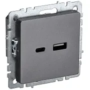 Розетка USB IEK Brite РЮ11-1-БрС встраиваемая сталь USB-A/ Type-C (BR-U22-018-K46) Розетка USB IEK Brite РЮ11-1-БрС встраиваемая сталь USB-A/ Type-C (BR-U22-018-K46)