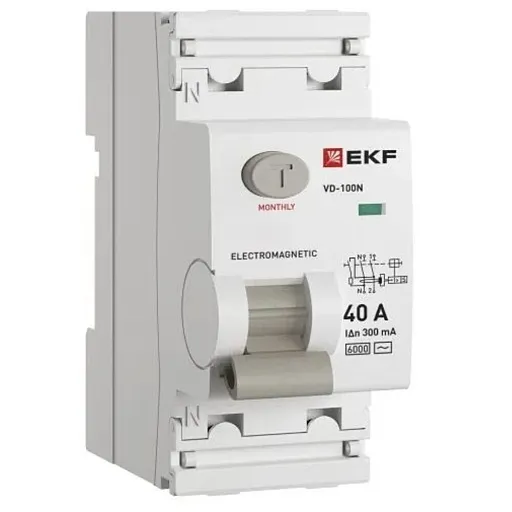 УЗО EKF PROxima ВД-100N 40А 1P+N тип AC 300 мА 6 кА (E1026M40300)