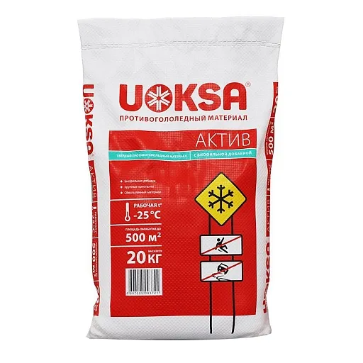 Реагент противогололедный Uoksa Актив -25 °С 20 кг с биофильной добавкой