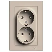 Розетка двойная Systeme Electric AtlasDesign встраиваемая песочная с заземлением (ATN001224) Розетка двойная Systeme Electric AtlasDesign встраиваемая песочная с заземлением (ATN001224)