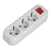 Колодка электрическая 3 розетки Makel 16 А 250 В 2,2 кВт с выключателем белая (MGP211)