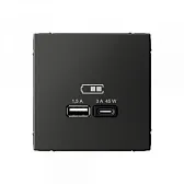 Розетка USB Systeme Electric ArtGallery встраиваемая базальт USB-A/ Type-C (SE GAL001429)