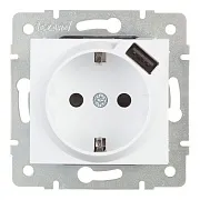 Розетка Lezard Karina встраиваемая белая с заземлением с USB-A (707-0288-181)