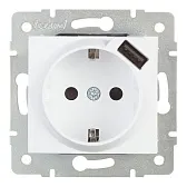 Розетка Lezard Karina встраиваемая белая с заземлением с USB-A (707-0288-181)