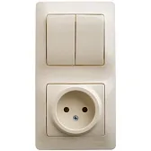 Блок выключатель и розетка Systeme Electric Glossa двухклавишный встраиваемый бежевый (GSL000272) Блок выключатель и розетка Systeme Electric Glossa двухклавишный встраиваемый бежевый (GSL000272)