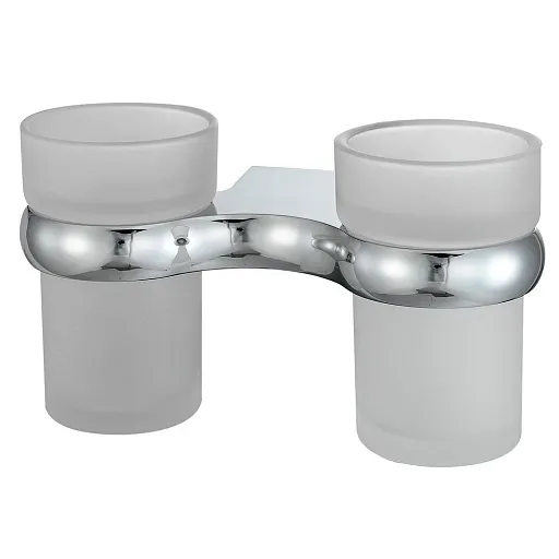 Стакан для ванной WasserKraft Berkel с держателем двойной стекло матовый/металл хром (K-6828D) Стакан для ванной WasserKraft Berkel с держателем двойной стекло матовый/металл хром (K-6828D)