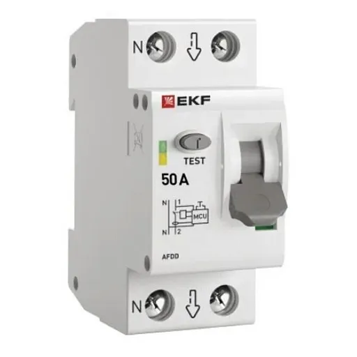 Устройство защиты от дугового пробоя EKF PROxima 50-pro 2P 50А 230 В на DIN-рейку (afdd-2-50-pro) Устройство защиты от дугового пробоя EKF PROxima 50-pro 2P 50А 230 В на DIN-рейку (afdd-2-50-pro)