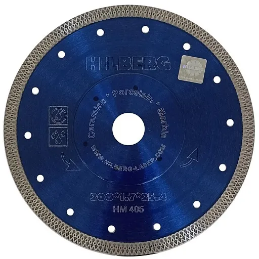 Диск алмазный по керамограниту Hilberg 200x25,4x1,7 мм турбо сухой рез (HM405)