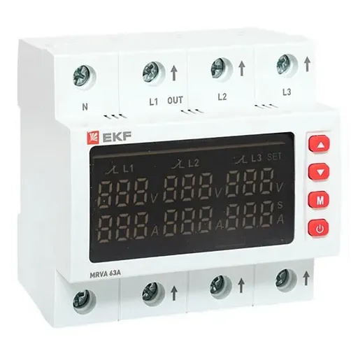 Реле напряжения модульное EKF MRVA 230 В 63 А тип AC с дисплеем (MRVA-3-63A-v2) Реле напряжения модульное EKF MRVA 230 В 63 А тип AC с дисплеем (MRVA-3-63A-v2)