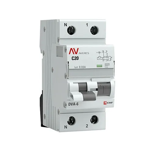 Автомат дифференциальный EKF Averes DVA-6 20А 1P+N тип AC 30 мА 6 кА (rcbo6-1pn-20C-30-ac-av) Автомат дифференциальный EKF Averes DVA-6 20А 1P+N тип AC 30 мА 6 кА (rcbo6-1pn-20C-30-ac-av)