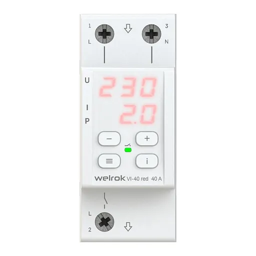Реле напряжения модульное Welrok VI-40 red 220 В 40 А тип AC цифровое Реле напряжения модульное Welrok VI-40 red 220 В 40 А тип AC цифровое