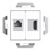 Розетка компьютерная Systeme Electric AtlasDesign встраиваемая белая HDMI/ RJ45 (ATN000182)