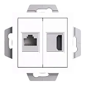 Розетка компьютерная Systeme Electric AtlasDesign встраиваемая белая HDMI/ RJ45 (ATN000182)