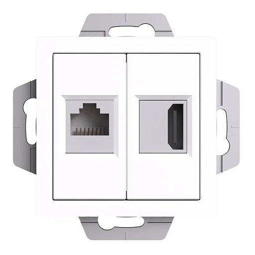 Розетка компьютерная Systeme Electric AtlasDesign встраиваемая белая HDMI/ RJ45 (ATN000182)
