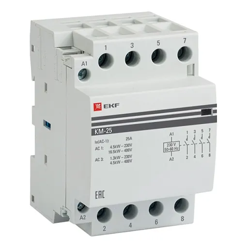 Контактор модульный EKF PROxima КМ 230-240 В 25 А тип AC 4НО (km-3-25-40)