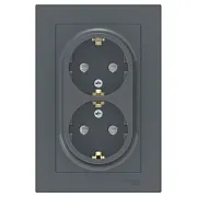Розетка двойная Systeme Electric AtlasDesign встраиваемая грифель с заземлением со шторками (ATN000726) Розетка двойная Systeme Electric AtlasDesign встраиваемая грифель с заземлением со шторками (ATN000726)