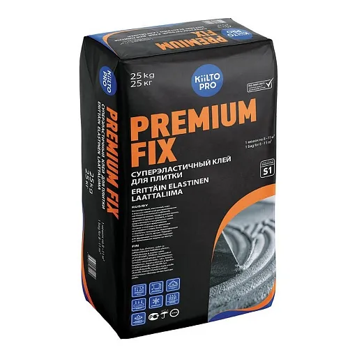 Клей для плитки/ керамогранита/ камня Kesto Premium Fix эластичный серый класс C2 TE S1 25 кг Клей для плитки/ керамогранита/ камня Kesto Premium Fix эластичный серый класс C2 TE S1 25 кг