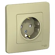 Розетка Systeme Electric Blanca встраиваемая бежевая с заземлением со шторками (BLNRS001117)