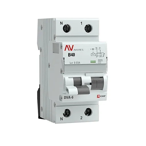 Автомат дифференциальный EKF Averes DVA-6 40А 1P+N тип AC 30 мА 6 кА (rcbo6-1pn-40C-30-ac-av) Автомат дифференциальный EKF Averes DVA-6 40А 1P+N тип AC 30 мА 6 кА (rcbo6-1pn-40C-30-ac-av)
