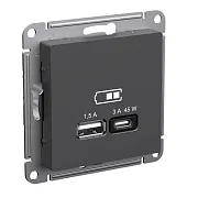 Розетка USB Systeme Electric AtlasDesign встраиваемая базальт USB-A/ Type-C (ATN001429) Розетка USB Systeme Electric AtlasDesign встраиваемая базальт USB-A/ Type-C (ATN001429)