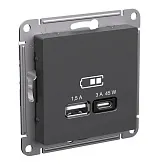 Розетка USB Systeme Electric AtlasDesign встраиваемая базальт USB-A/ Type-C (ATN001429) Розетка USB Systeme Electric AtlasDesign встраиваемая базальт USB-A/ Type-C (ATN001429)