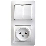 Блок выключатель и розетка Systeme Electric Glossa двухклавишный встраиваемый белый с подсветкой (GSL000173) Блок выключатель и розетка Systeme Electric Glossa двухклавишный встраиваемый белый с подсветкой (GSL000173)