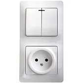 Блок выключатель и розетка Systeme Electric Glossa двухклавишный встраиваемый белый с подсветкой (GSL000173) Блок выключатель и розетка Systeme Electric Glossa двухклавишный встраиваемый белый с подсветкой (GSL000173)