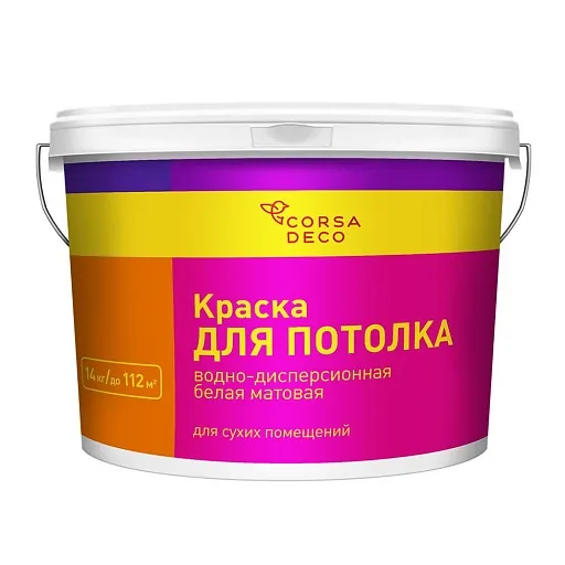 Краска для потолка Corsa Deco белая 14 кг Краска для потолка Corsa Deco белая 14 кг