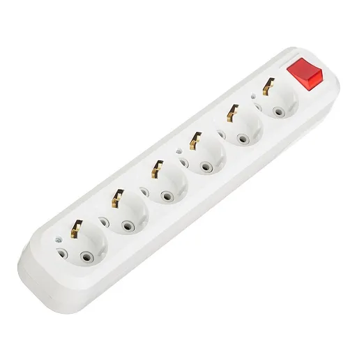 Колодка электрическая 6 розеток Makel 16 А 250 В 2,2 кВт с выключателем белая (MGP231)