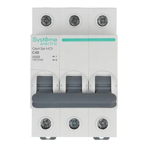 Автоматический выключатель модульный Systeme Electric City9 Set 3P 40А тип C 4,5 кА 400 В (C9F34340) Автоматический выключатель модульный Systeme Electric City9 Set 3P 40А тип C 4,5 кА 400 В (C9F34340)