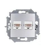 Розетка компьютерная Simon 15 встраиваемая алюминий 2хRJ45 (1591593-033) Розетка компьютерная Simon 15 встраиваемая алюминий 2хRJ45 (1591593-033)