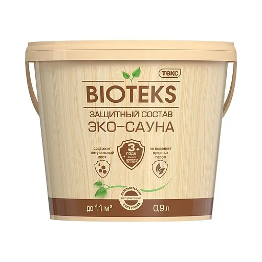 Состав защитный Текс Bioteks Эко-Сауна для бань и саун бесцветный 0,9 л Состав защитный Текс Bioteks Эко-Сауна для бань и саун бесцветный 0,9 л