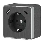 Розетка Werkel Gallant накладная графит рифленый с заземлением со шторками с USB-A/ Type-C (a057704) Розетка Werkel Gallant накладная графит рифленый с заземлением со шторками с USB-A/ Type-C (a057704)