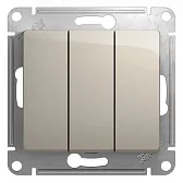 Выключатель Systeme Electric Glossa трехклавишный встраиваемый молочный (GSL000931)