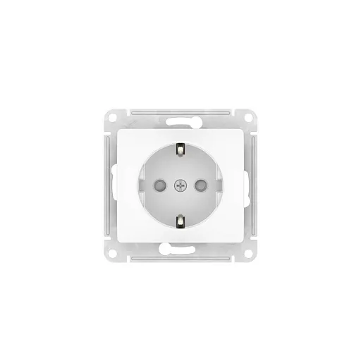 Розетка Systeme Electric Glossa встраиваемая белая с заземлением со шторками (GSL000145S)