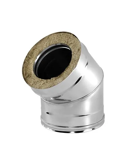 Отвод Вулкан V50R 45° х d150х250 мм с изоляцией AISI 321/304 Отвод Вулкан V50R 45° х d150х250 мм с изоляцией AISI 321/304