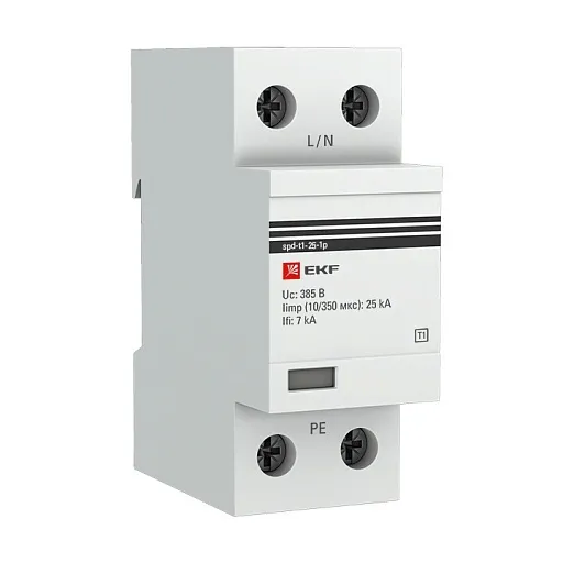 Ограничитель напряжения модульный EKF T1 230 В 25 кА 1P (spd-t1-25-1p)